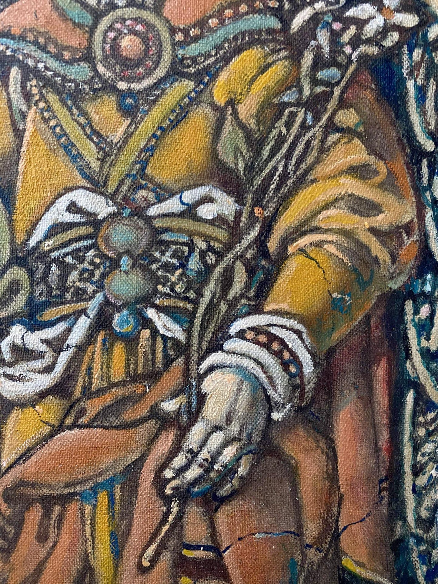 Oil painting of hand with bangles holding staff by Oleg Litvinov