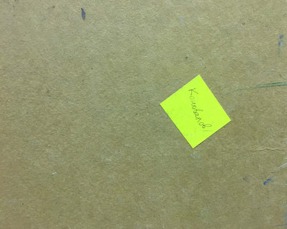 Yellow sticky note on Oil painting Seascape Konovalov V. Y