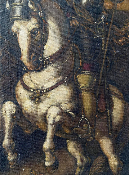 Oil painting of white horse with dark bridle by Litvinov Oleg Arkad’yevich