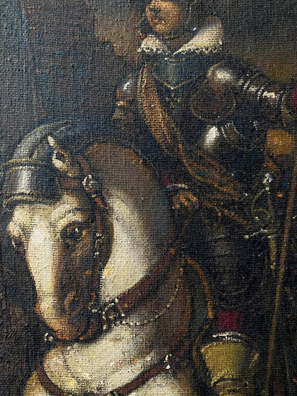 Close-up of white horse head in ornate armor by Litvinov Oleg Arkad’yevich