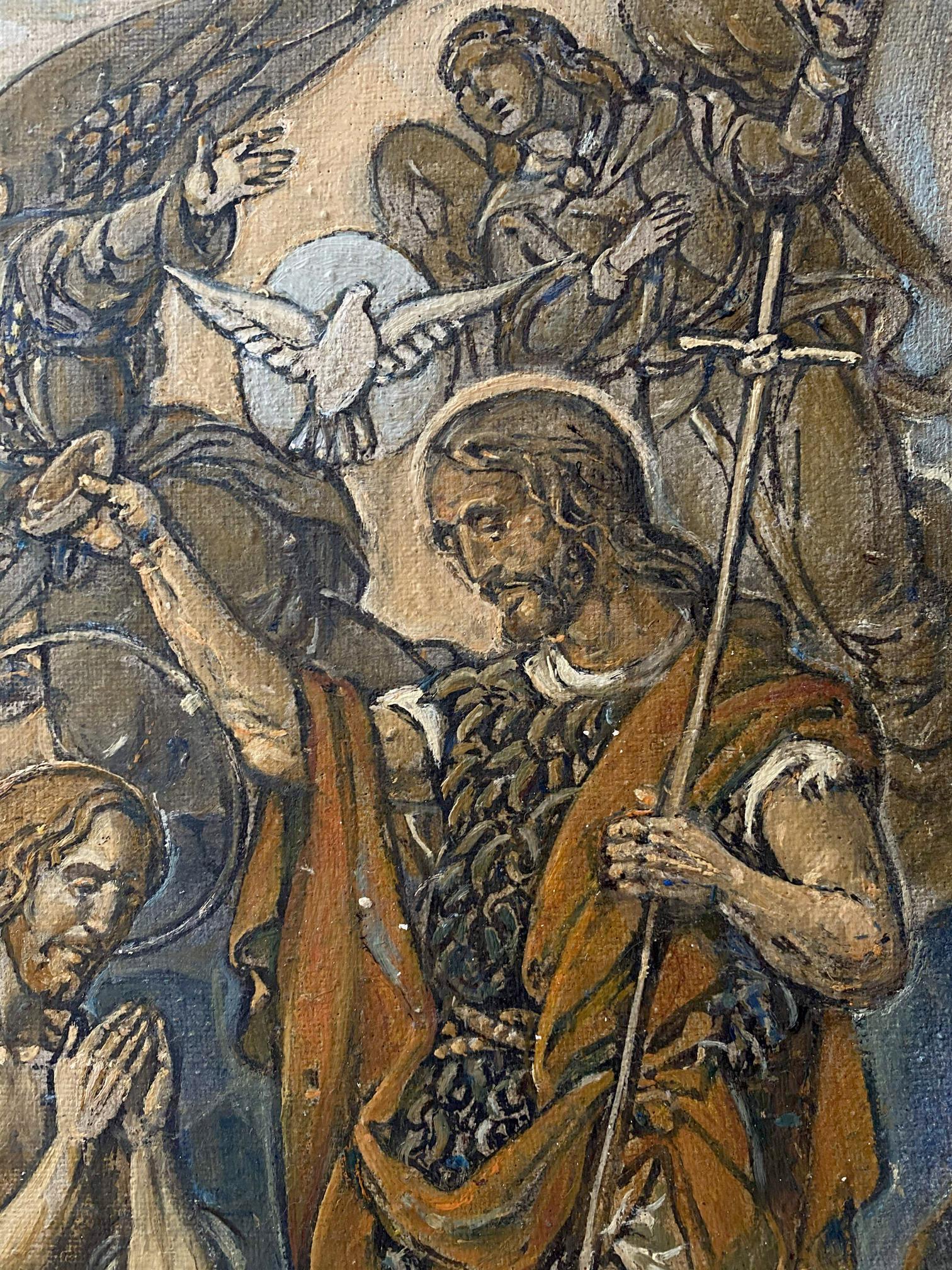 Oil painting Epiphany by Litvinov Oleg Arkad’yevich, Jesus with angels