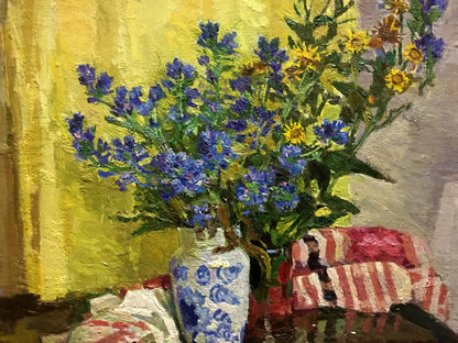 Oil painting Flowers on the table by Konovalov V. Y. with vibrant flowers