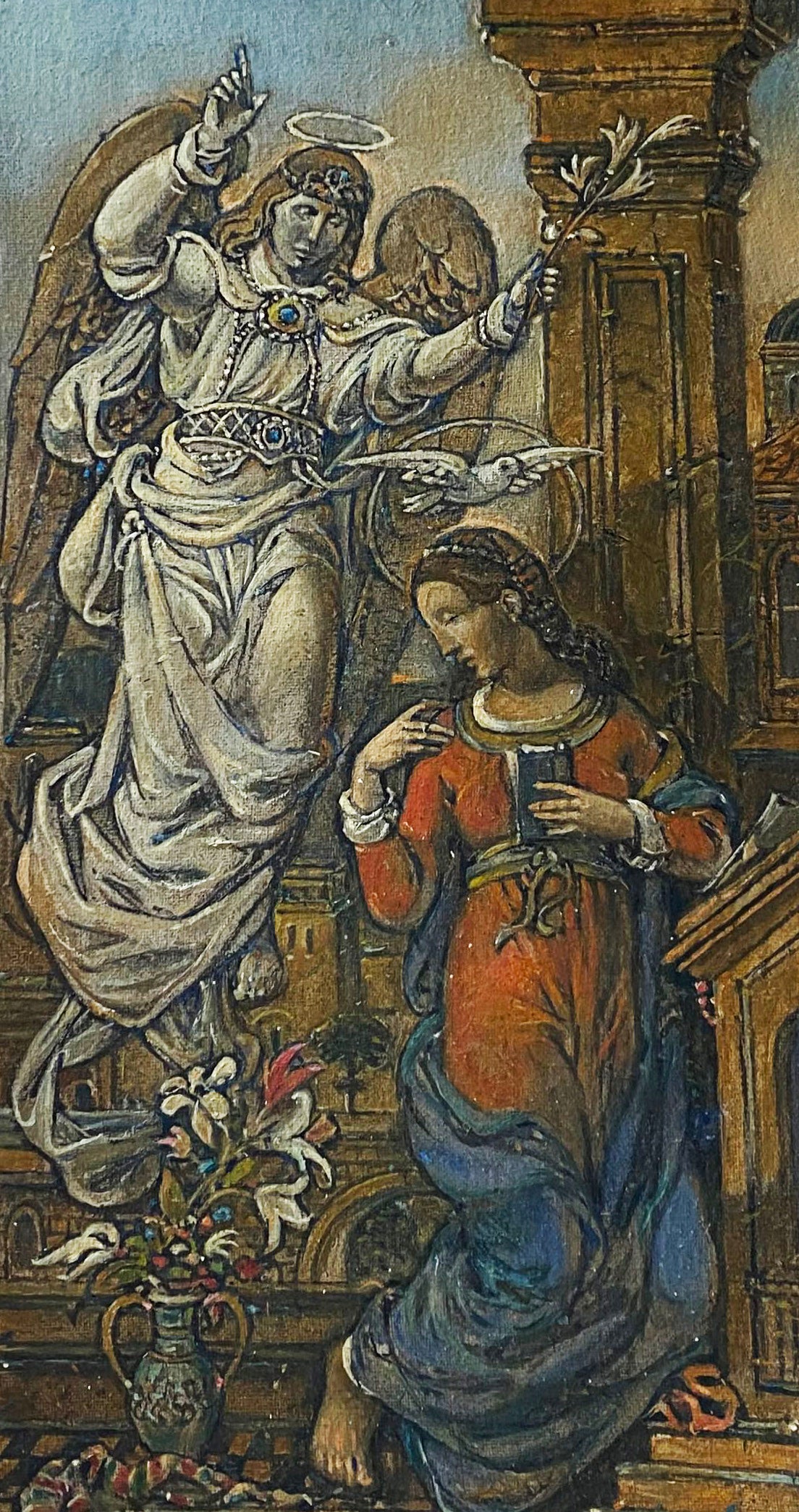 Oil painting Annunciation by Litvinov Oleg Arkad’yevich angelic figure