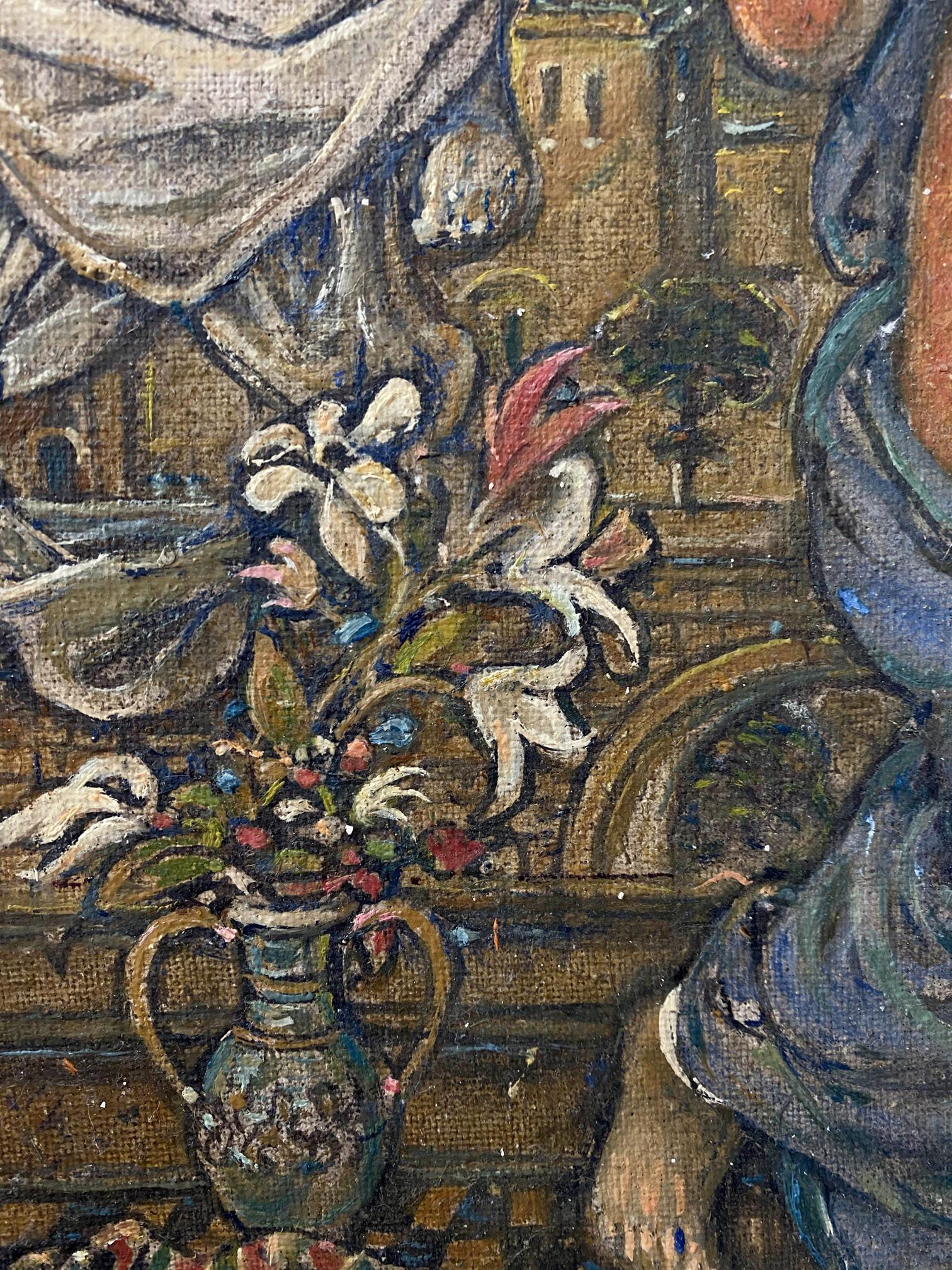 Oil painting Annunciation by Litvinov Oleg Arkad’yevich with lily bouquet vase
