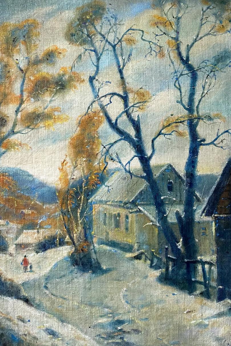 Oil painting Winter day by Litvinov Oleg Arkad’yevich snowy village scene