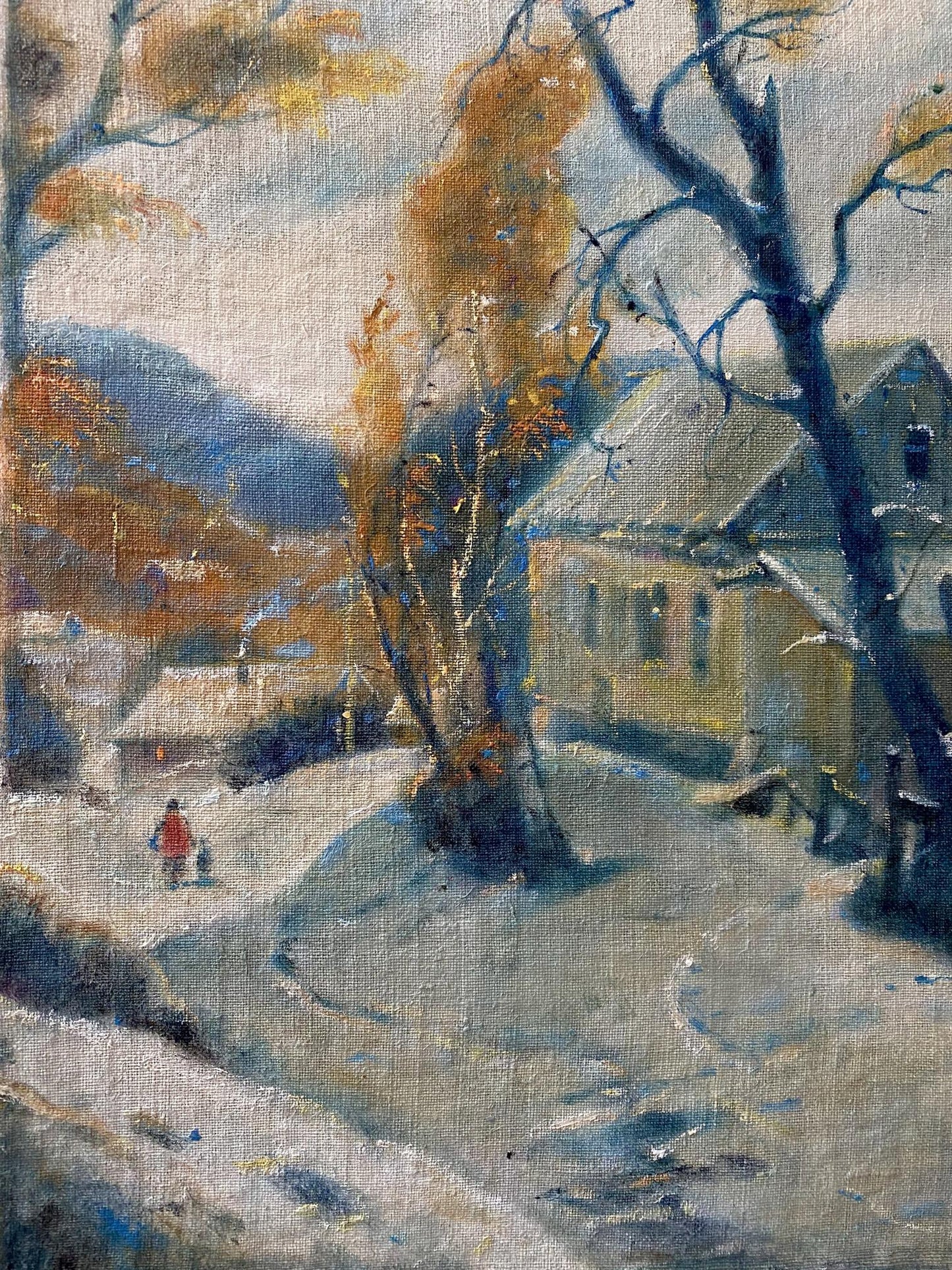 Oil painting Winter day by Litvinov Oleg Arkadyevich snowy village scene