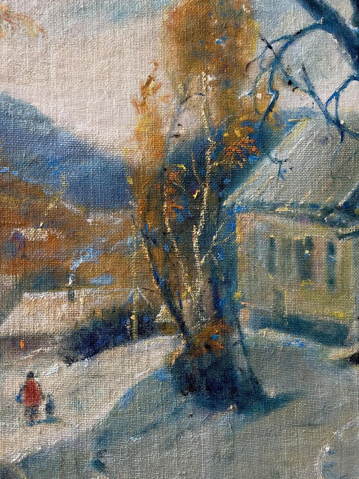Oil painting Winter day by Litvinov Oleg Arkad’yevich snowy landscape