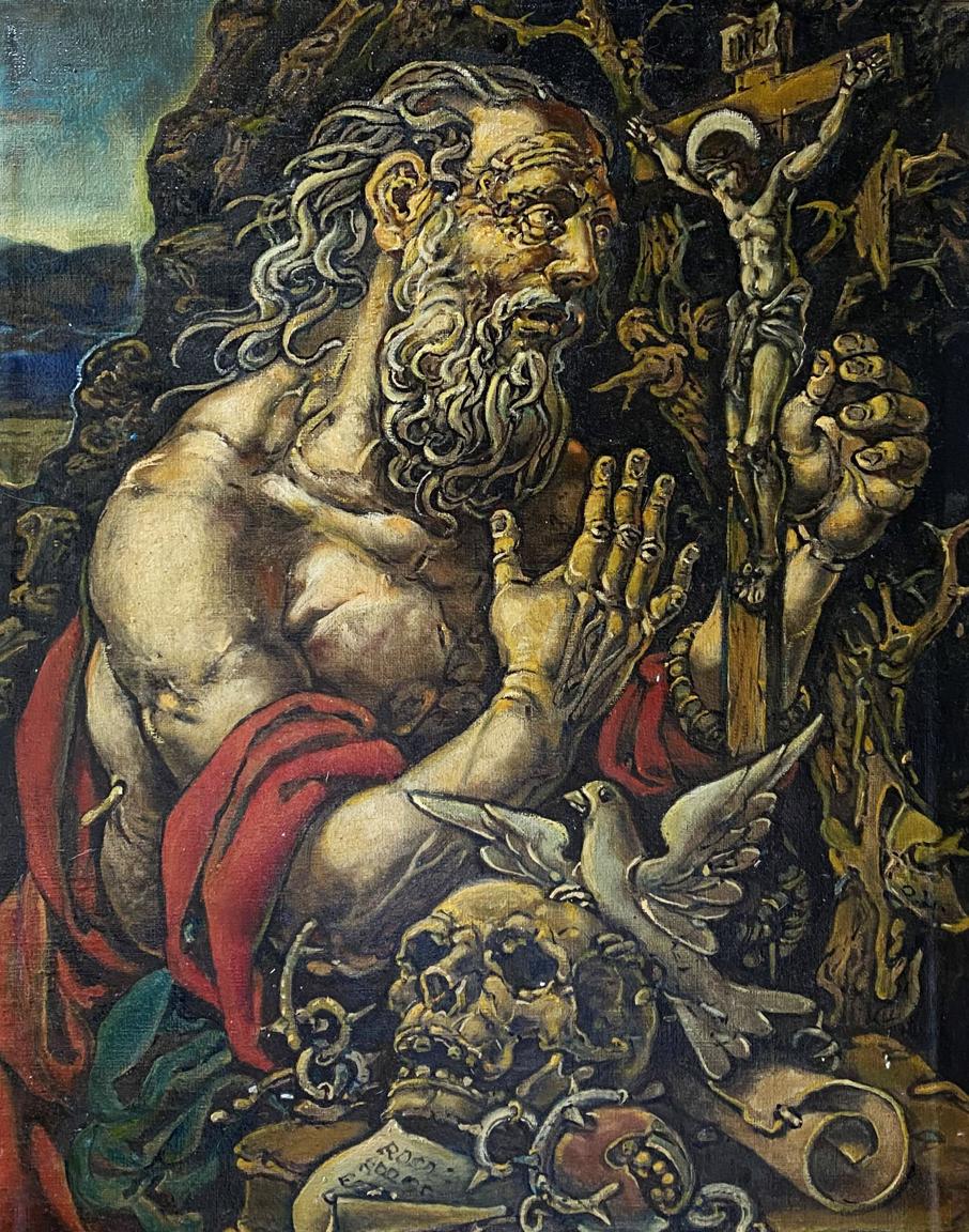 Oil painting of muscular bearded Saint Jerome by Litvinov Oleg Arkad’yevich