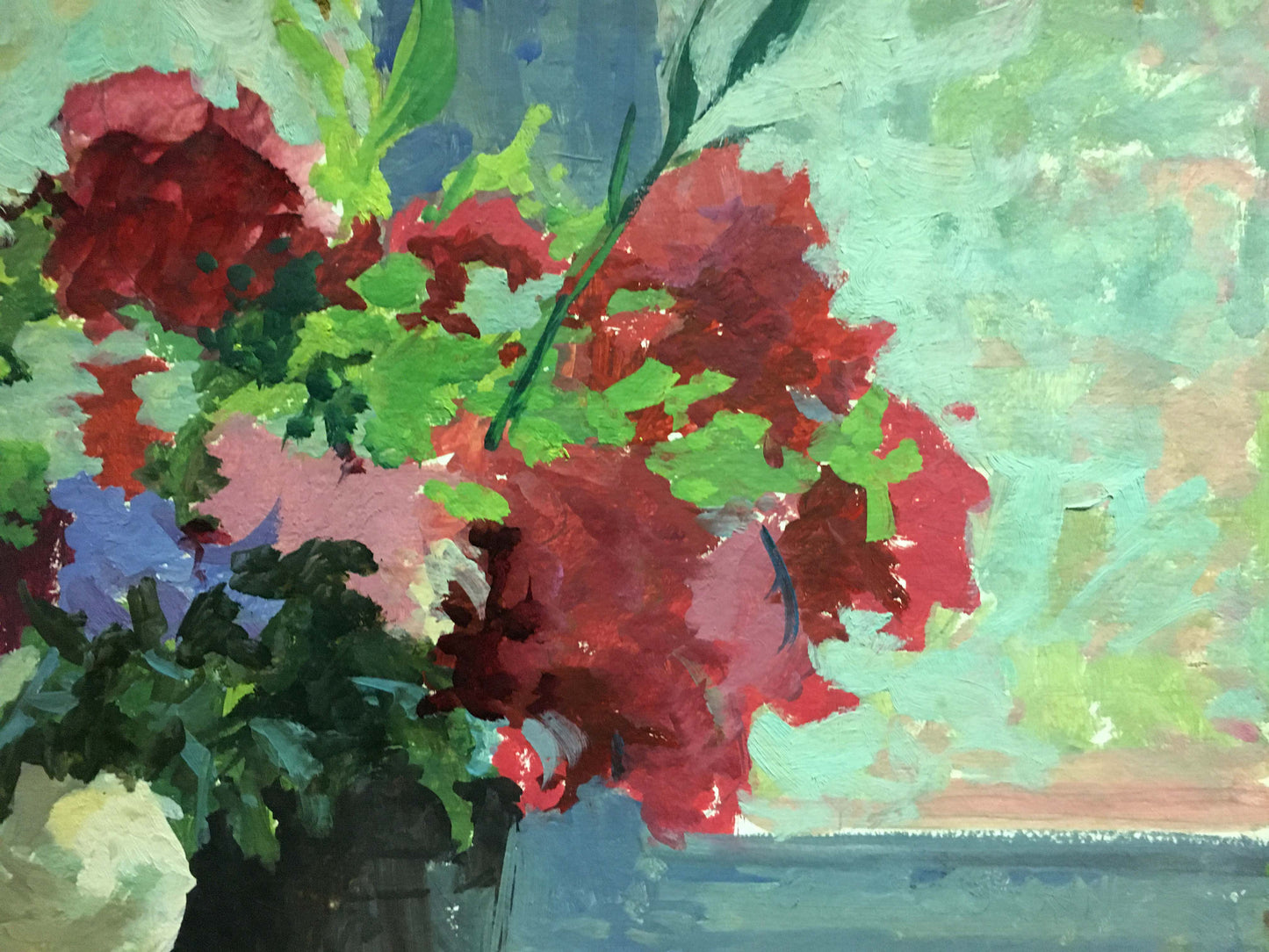 Vibrant impressionist oil painting of flowers by Korostelev Vladimir Alexandrovich