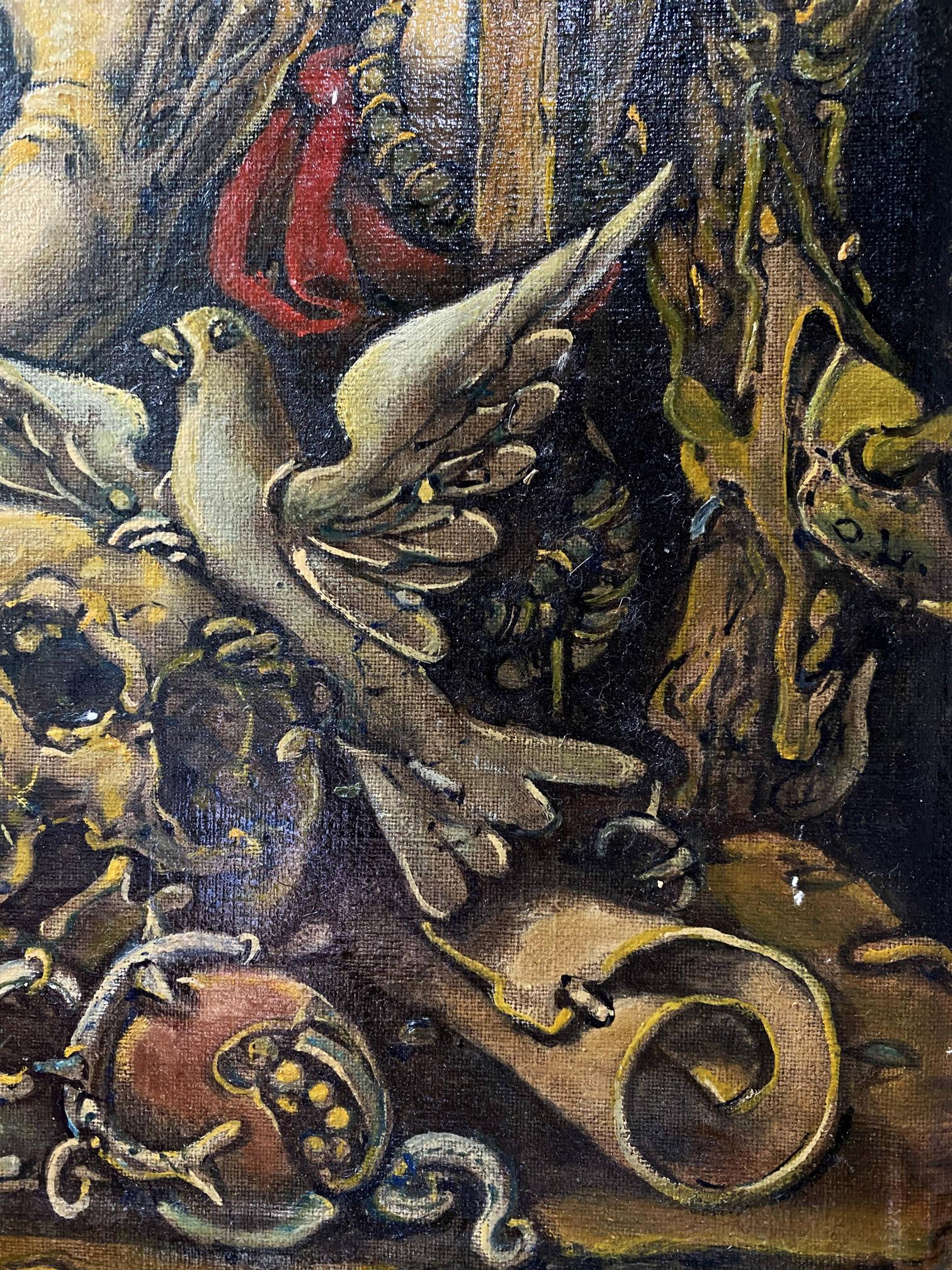 Oil painting of white dove with detailed feathers by Saint Jerome Litvinov Oleg Arkad’yevich