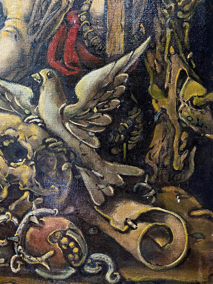 Oil painting of white dove with detailed feathers by Saint Jerome Litvinov Oleg Arkad’yevich