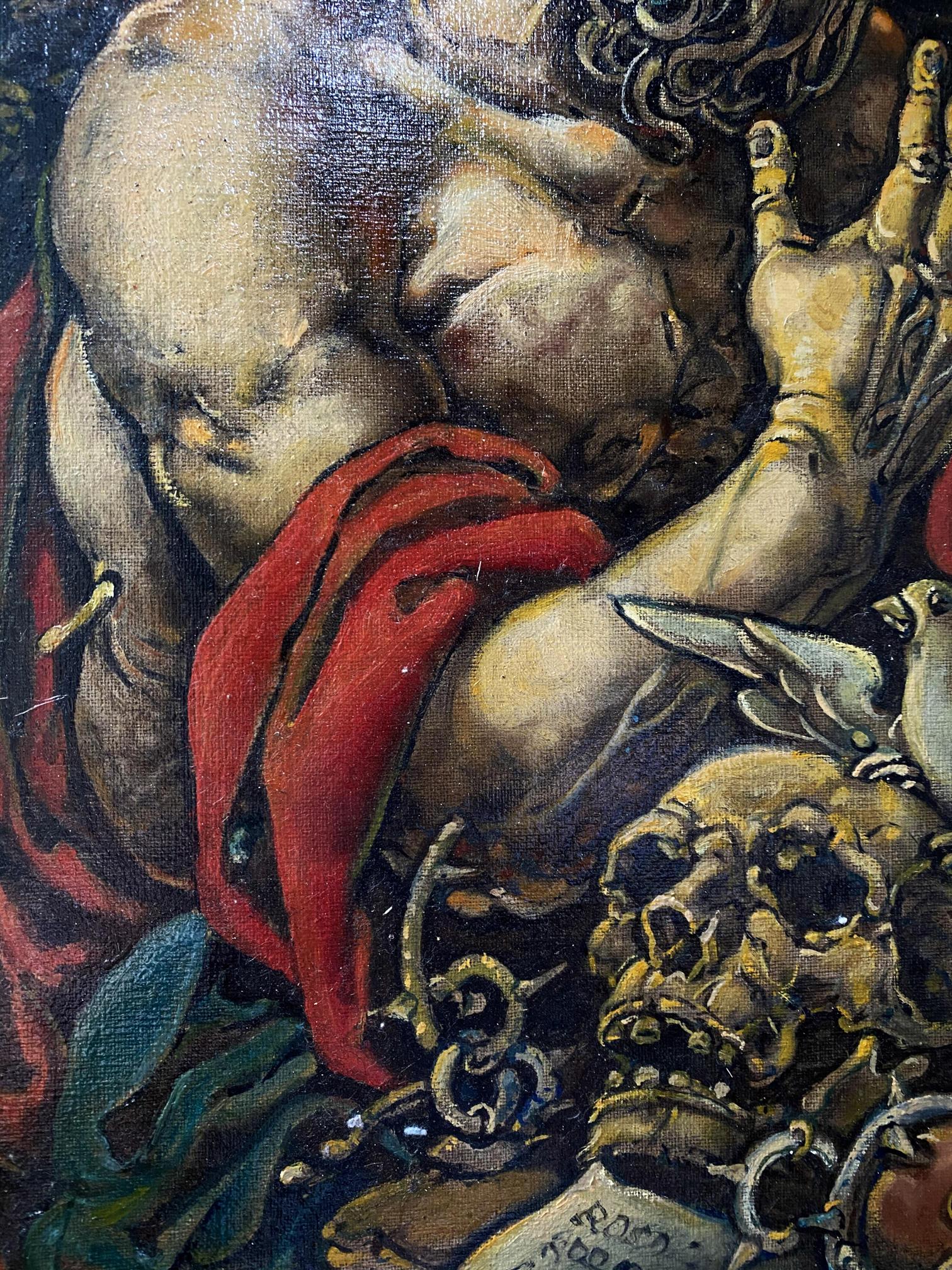 Oil painting of muscular nude Saint Jerome by Litvinov Oleg Arkadyevich