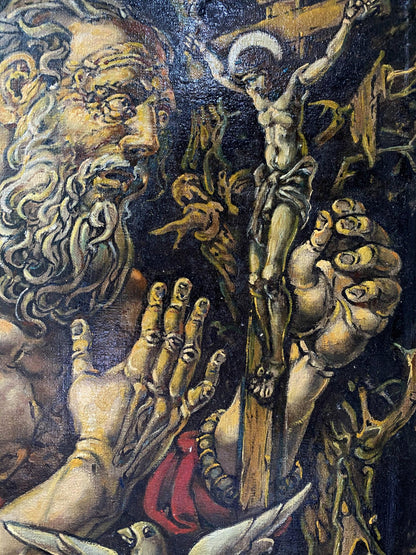 Dark textured oil painting of Saint Jerome by Litvinov Oleg Arkad’yevich