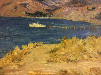 Oil painting by Maksimushkina Vera Alexandrovna: white ship on blue water