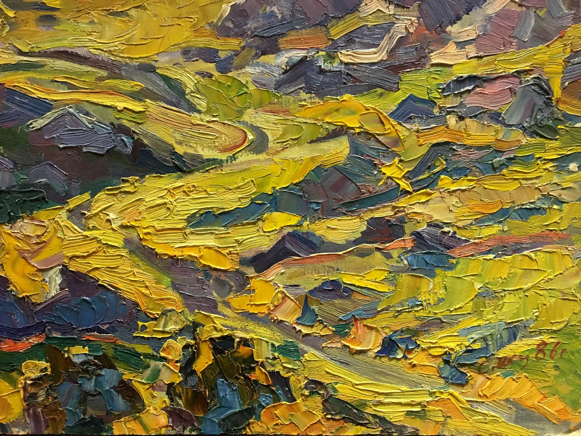 Vibrant impressionist oil painting of mountain evening landscape by Shapovalov Sergey Gavrilovich