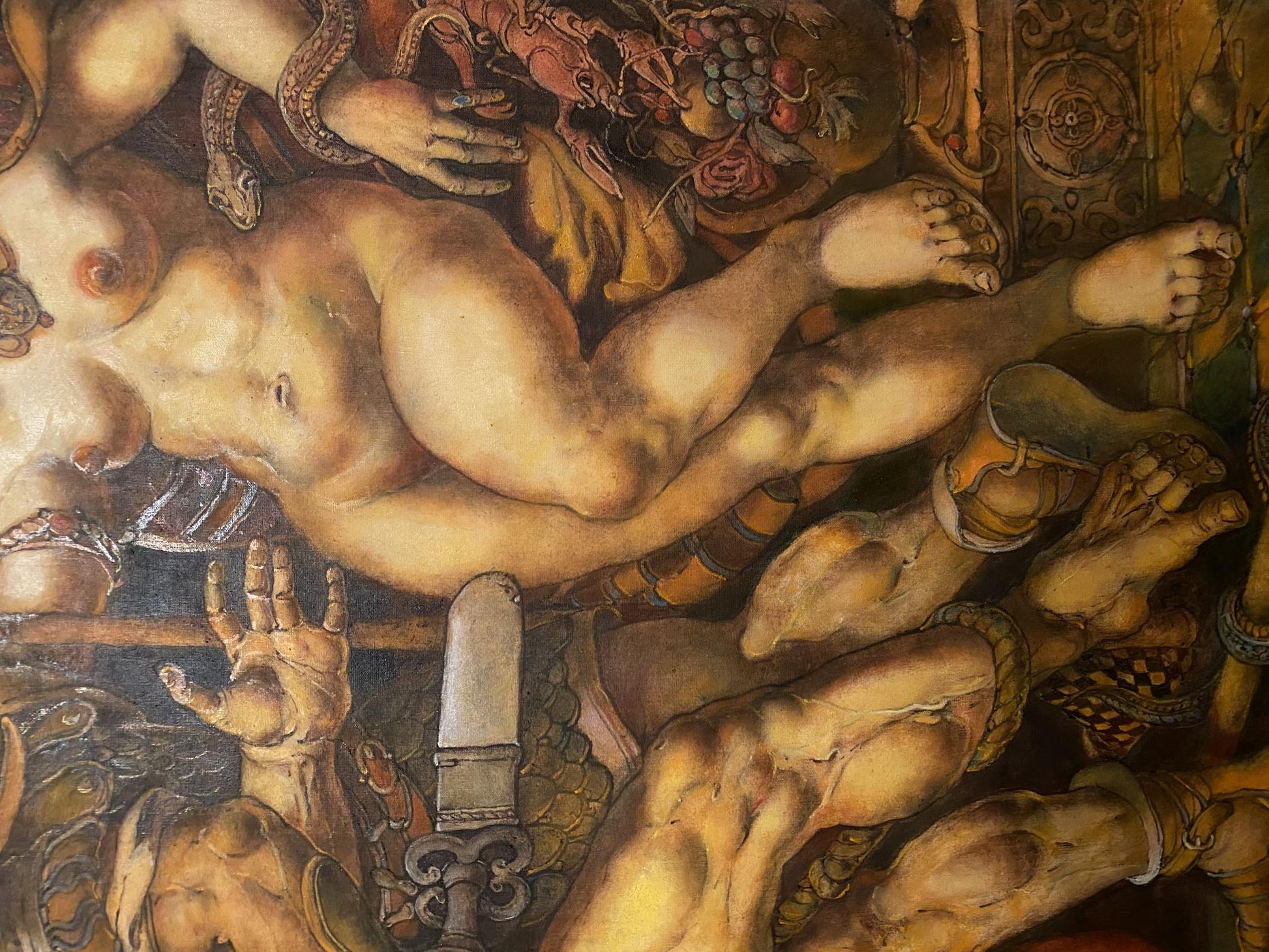 Oil painting of nude muscular Samson by Oleg Litvinov