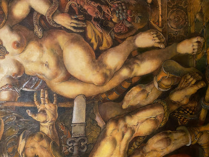 Oil painting of nude muscular Samson by Oleg Litvinov