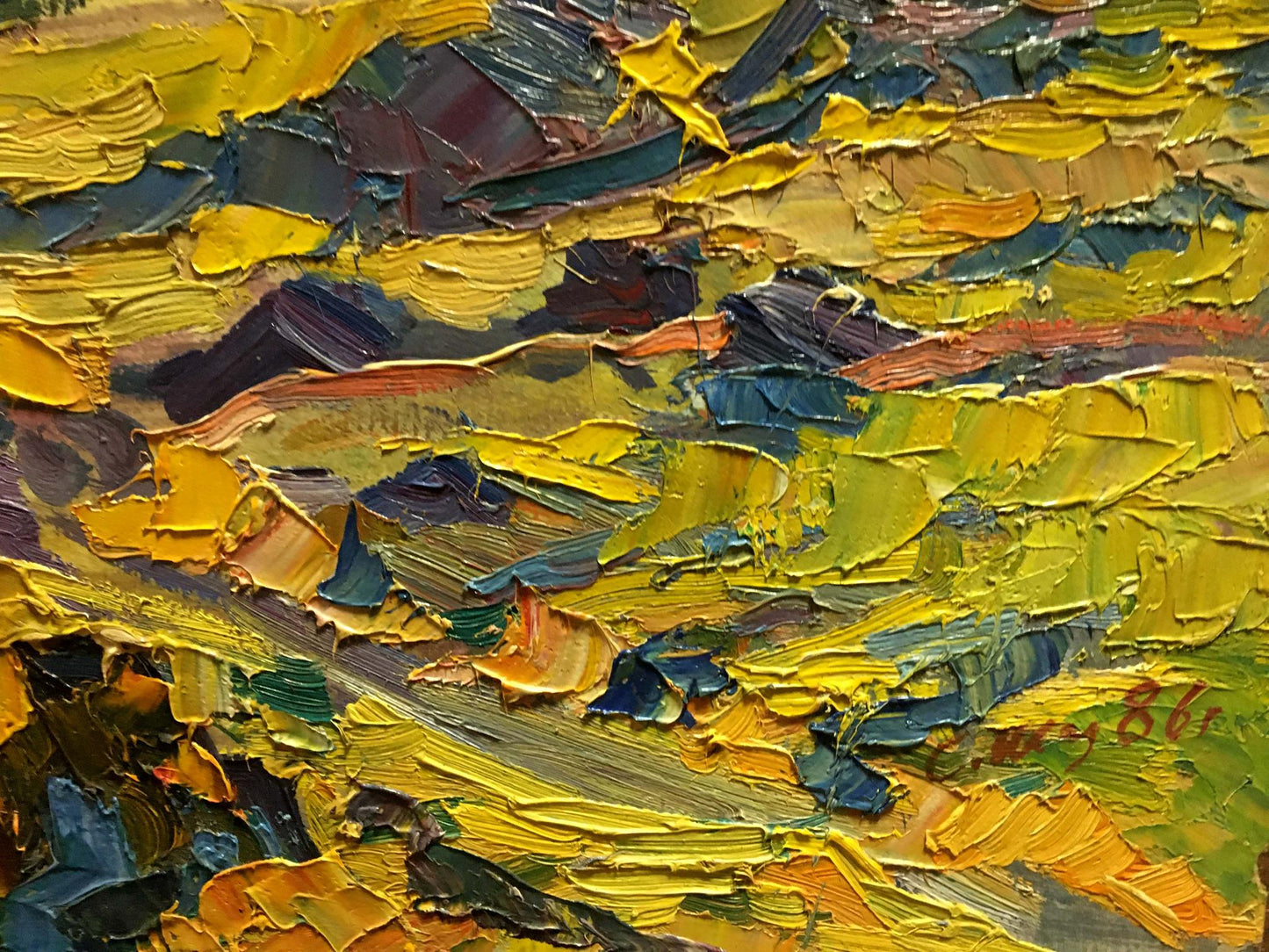 Vibrant oil painting of mountain evening landscape by Shapovalov Sergey Gavrilovich