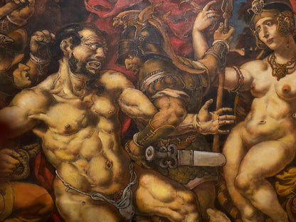 Oil painting portrait of muscular bearded Samson by Oleg Litvinov