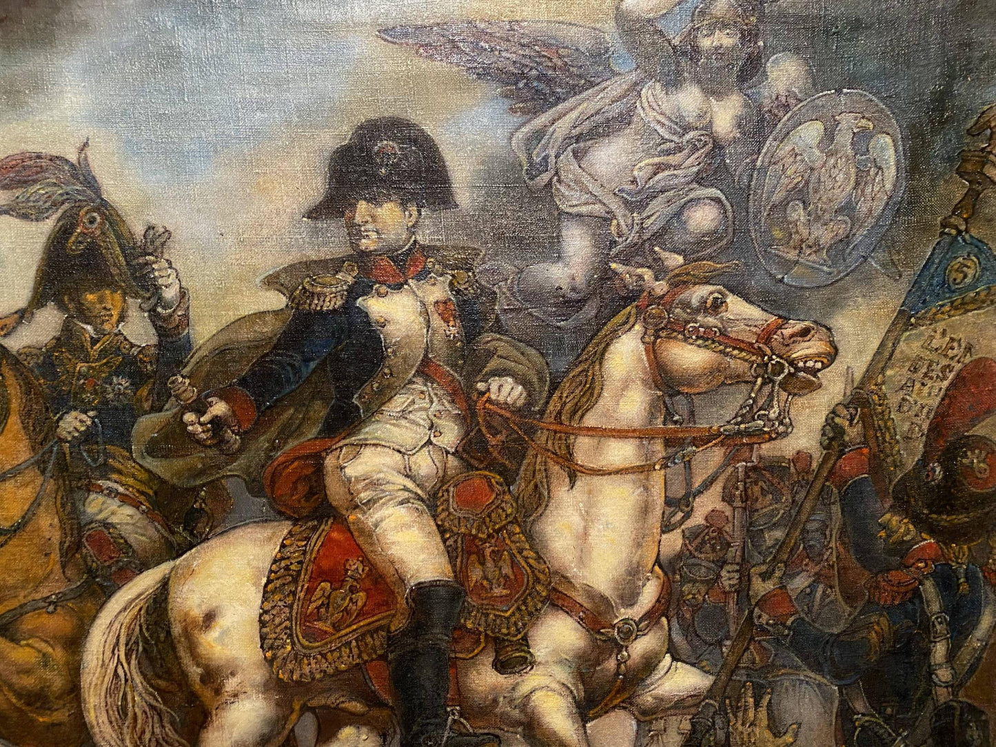 Oil painting of Napoleon at Wagram by Litvinov: soldier on white horse