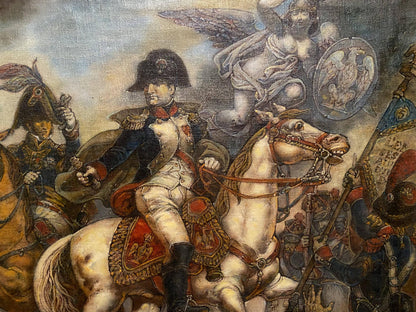 Oil painting of Napoleon at Wagram by Litvinov: soldier on white horse