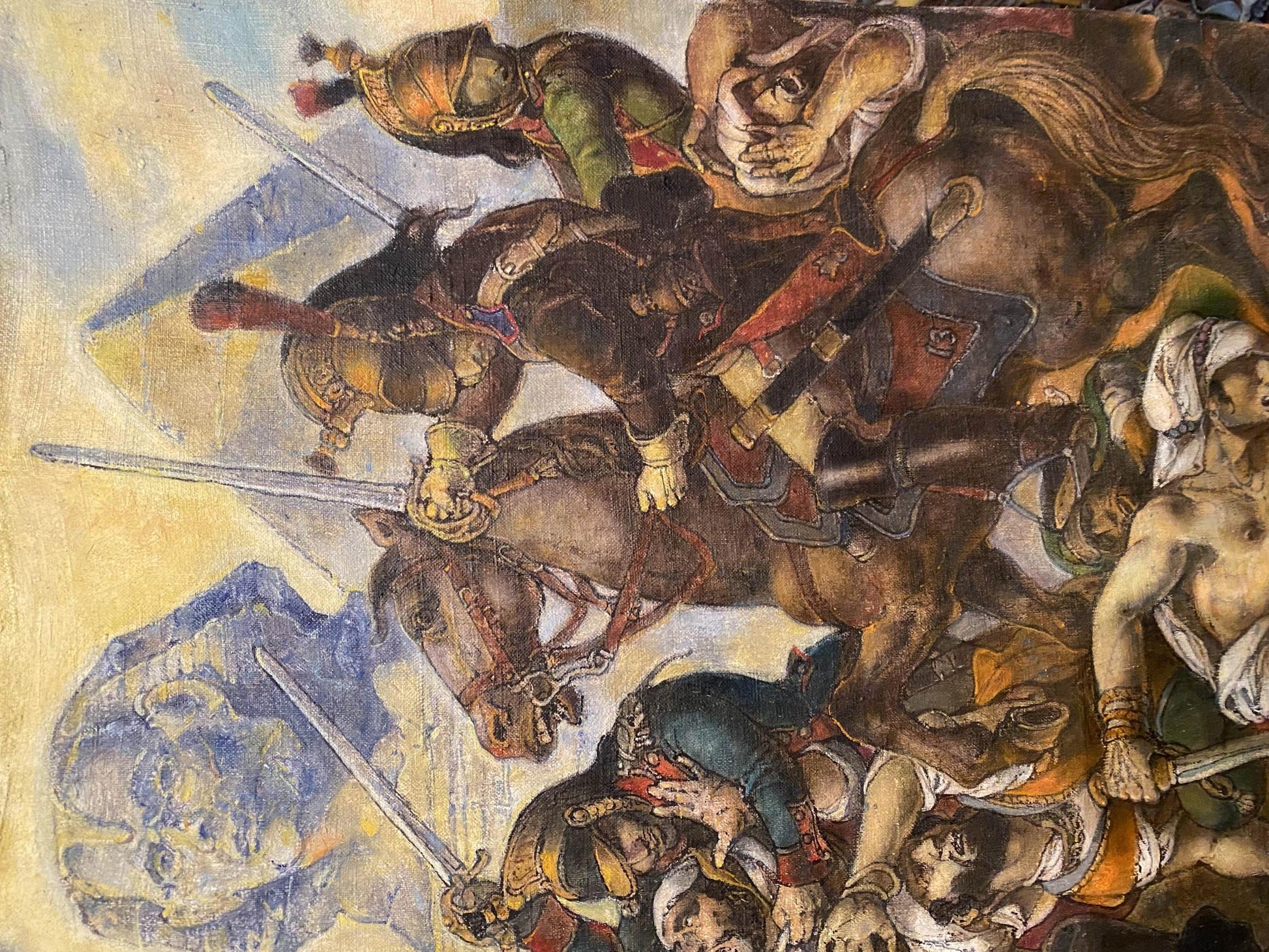 Detailed oil painting of Napoleon in Egypt chaotic battle by Litvinov Oleg Arkad’yevich