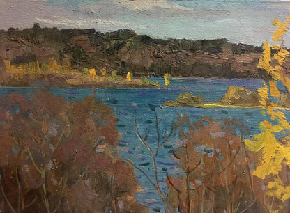 Oil painting by Korostelev Vladimir Alexandrovich: serene autumn lake