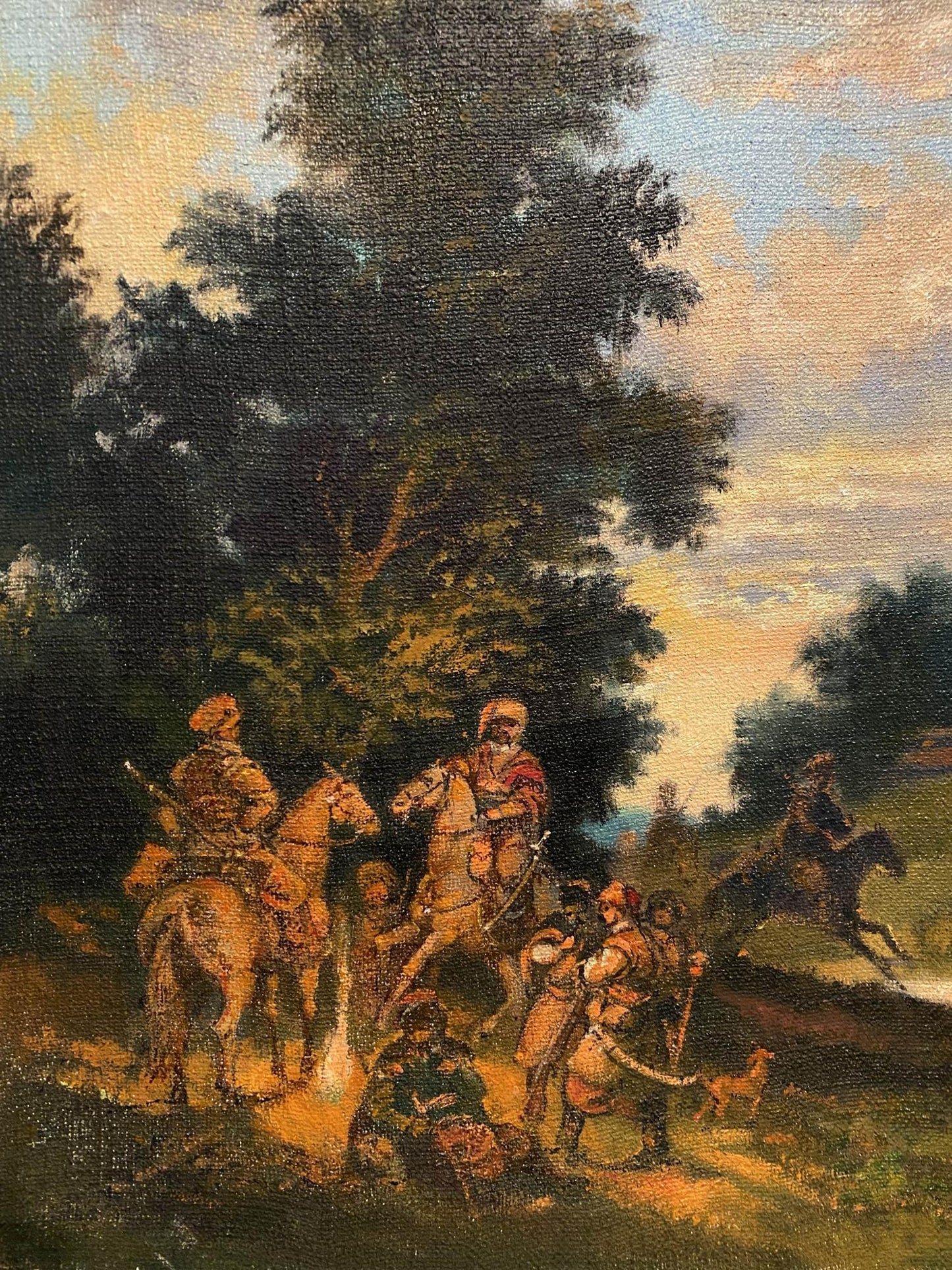 Rustic oil painting of Cossacks at monastery by Litvinov brothers