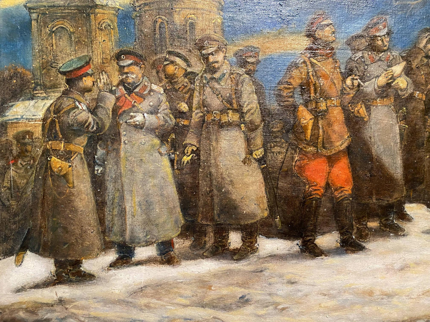 Oil painting Renunciation by Litvinov Oleg Arkadyevich: soldiers in winter uniforms