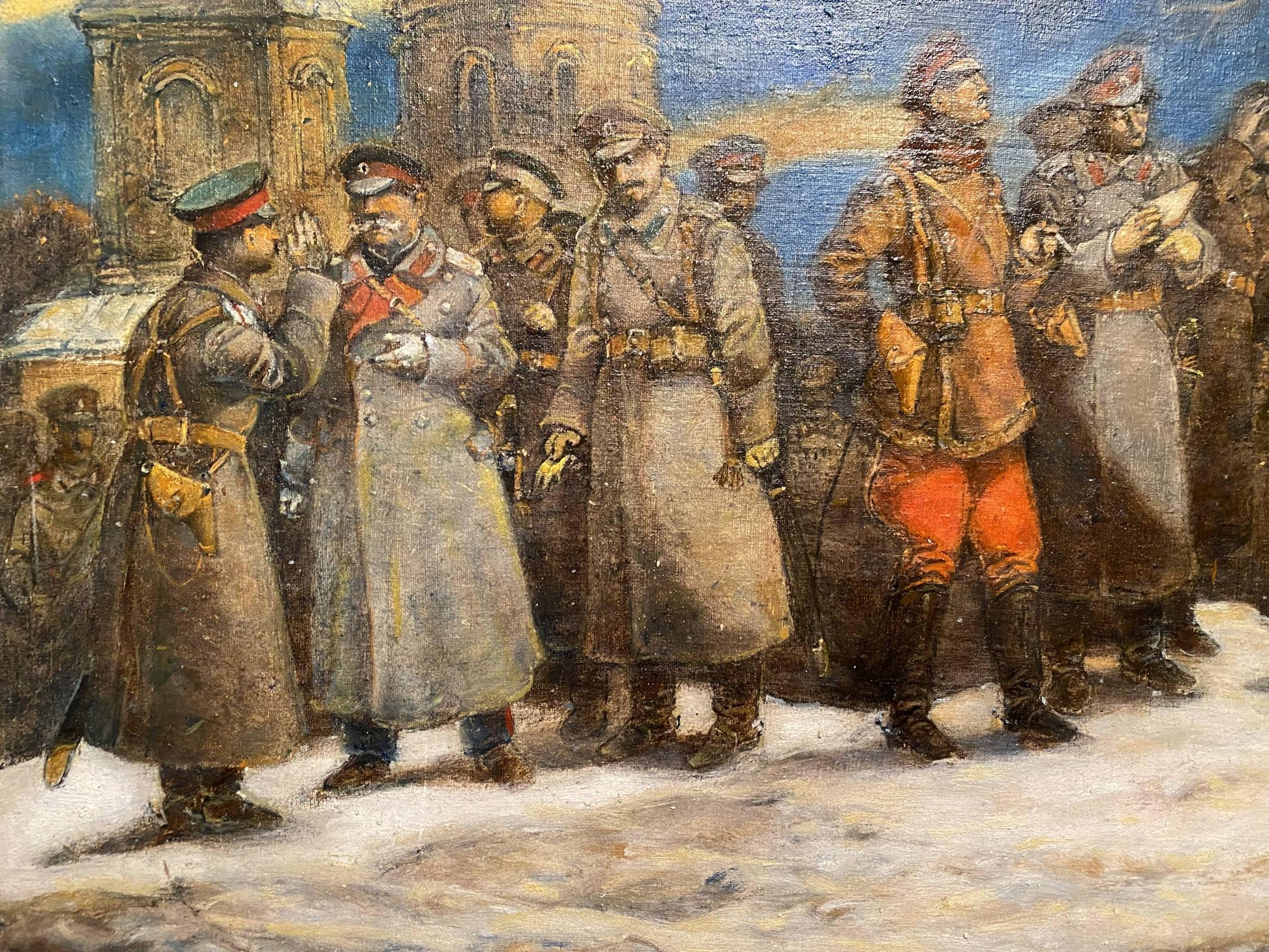 Oil painting Renunciation by Litvinov Oleg Arkadyevich: soldiers in winter uniforms