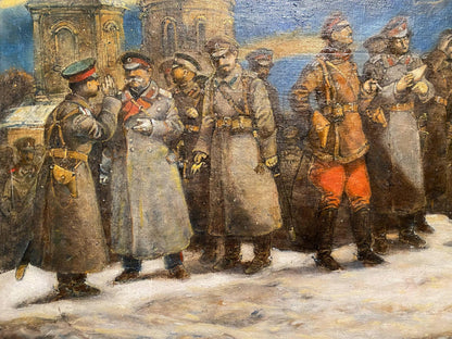 Oil painting Renunciation by Litvinov Oleg Arkadyevich: soldiers in winter uniforms