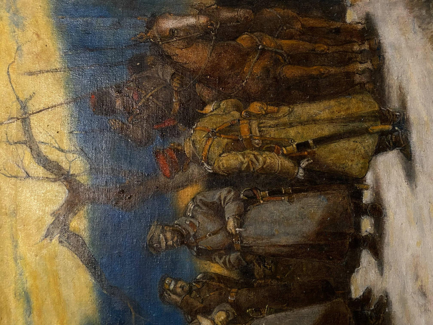 Oil painting Renunciation by Litvinov Oleg Arkad’yevich, soldiers on horses in snow