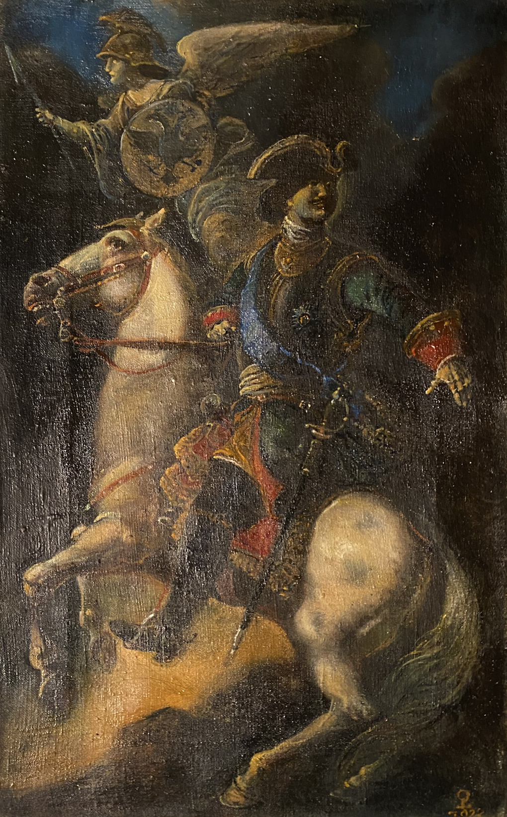 Oil painting by Oleg Arkad’yevich Litvinov: Peter 1 on winged horse