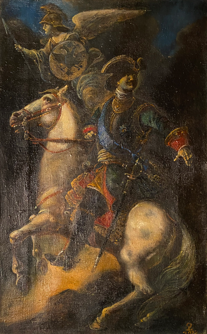 Oil painting by Oleg Arkad’yevich Litvinov: Peter 1 on winged horse