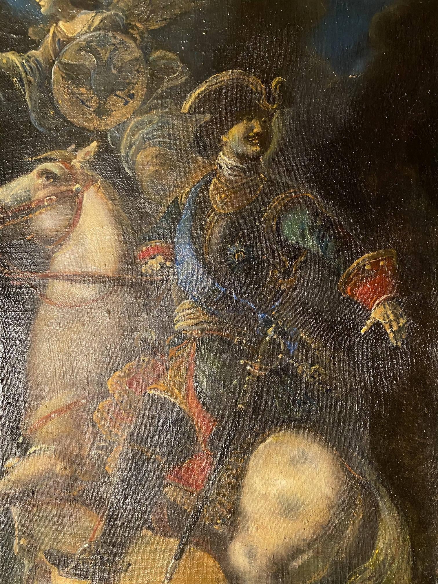 Oil painting of Peter 1 by Litvinov Oleg Arkad’yevich, mounted nobleman in blue uniform