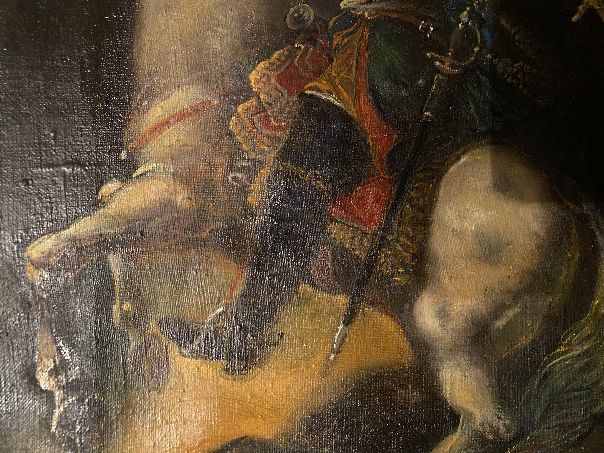 Oil painting by Oleg Arkad’yevich Litvinov: Peter 1 rider on white horse