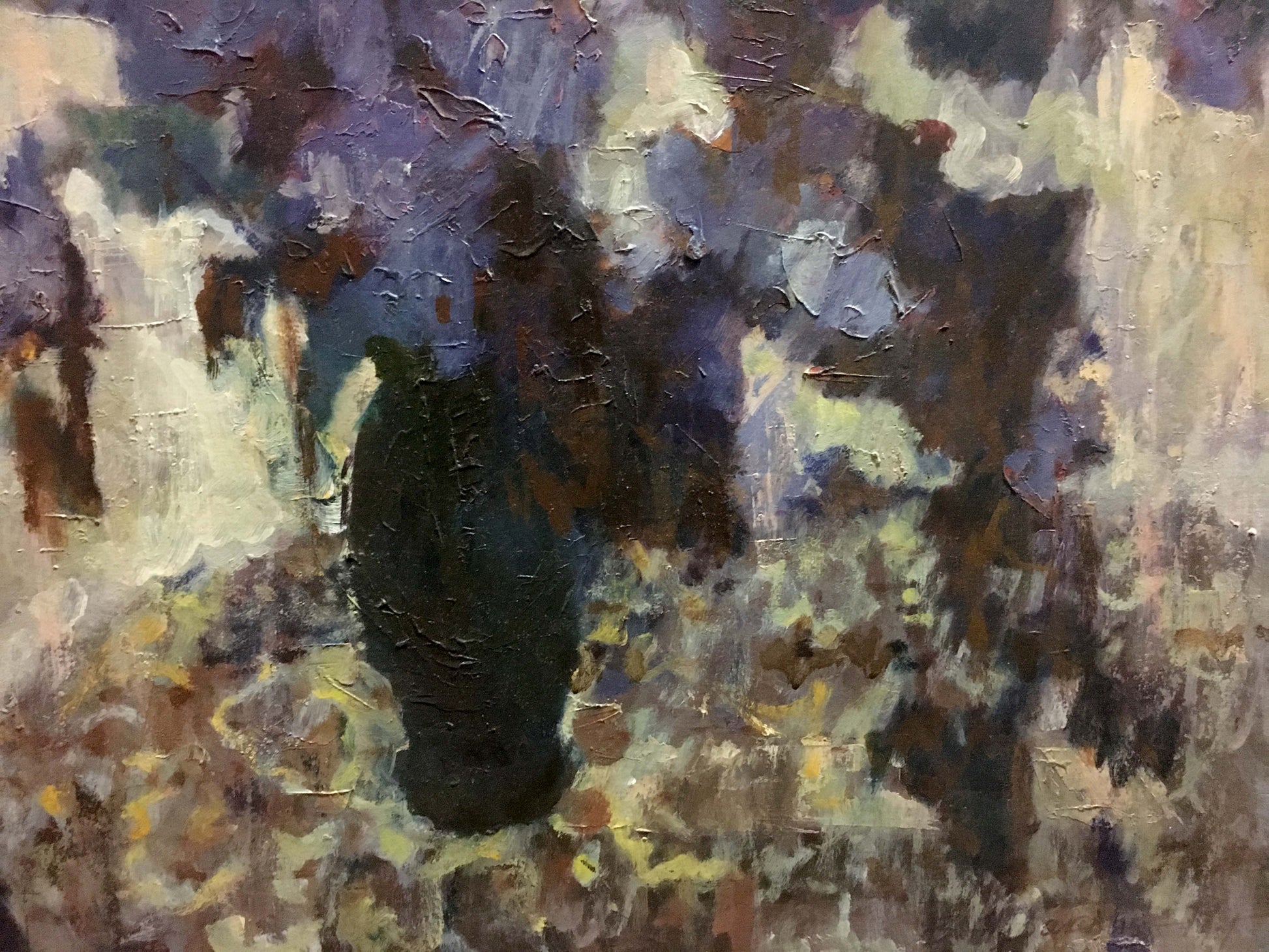 Dark textured oil painting of lilac vase by Zhurakovsky Victor Petrovich