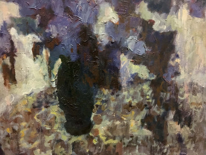 Dark textured oil painting of lilac vase by Zhurakovsky Victor Petrovich