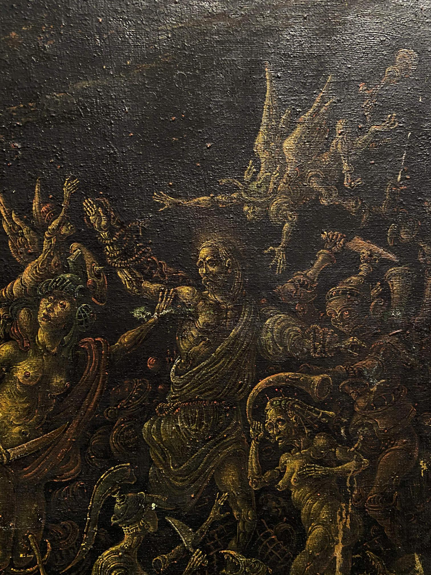 Dark oil painting Peters denial by Litvinov Oleg Arkadyevich hellish scene