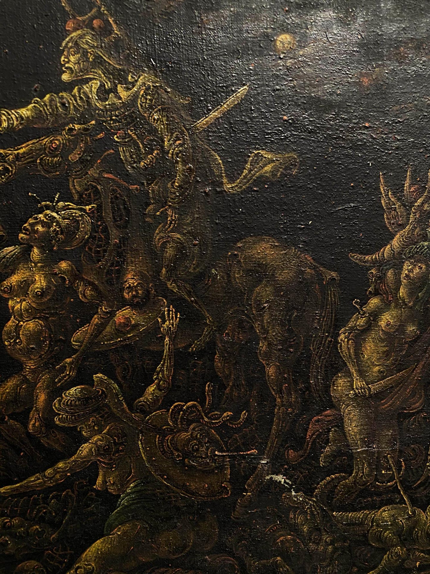 Oil painting Peters denial by Litvinov Oleg Arkadyevich chaotic battle scene
