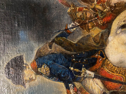In this oil painting by Oleg Litvinov, Napoleon is portrayed in a powerful pose astride a horse