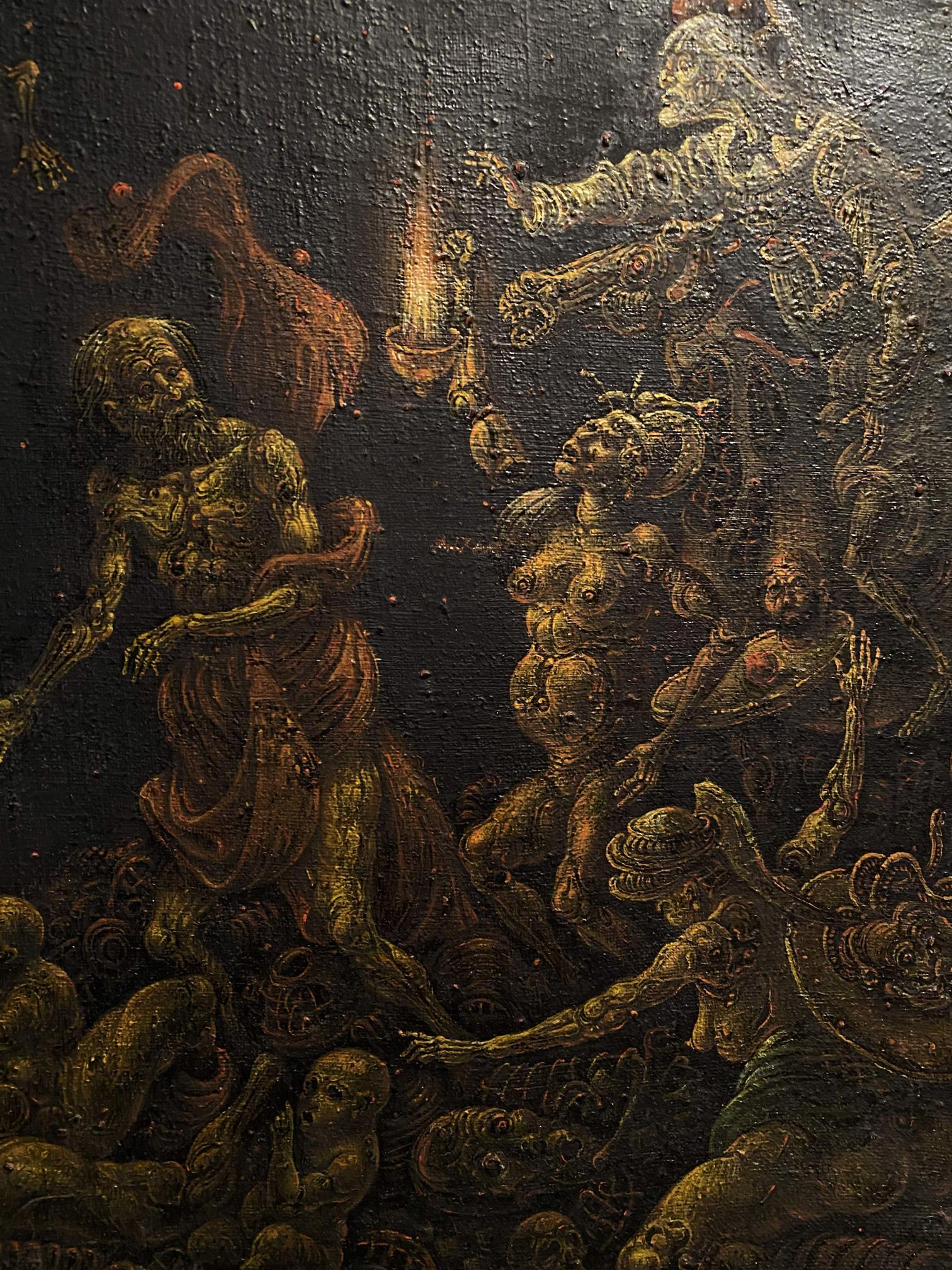 Dark textured oil painting of Peters denial by Litvinov Oleg Arkadyevich