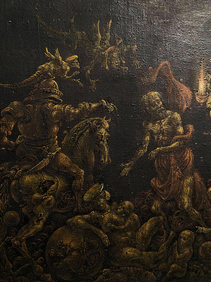Dark oil painting Peters denial by Litvinov Oleg Arkadyevich battle scene
