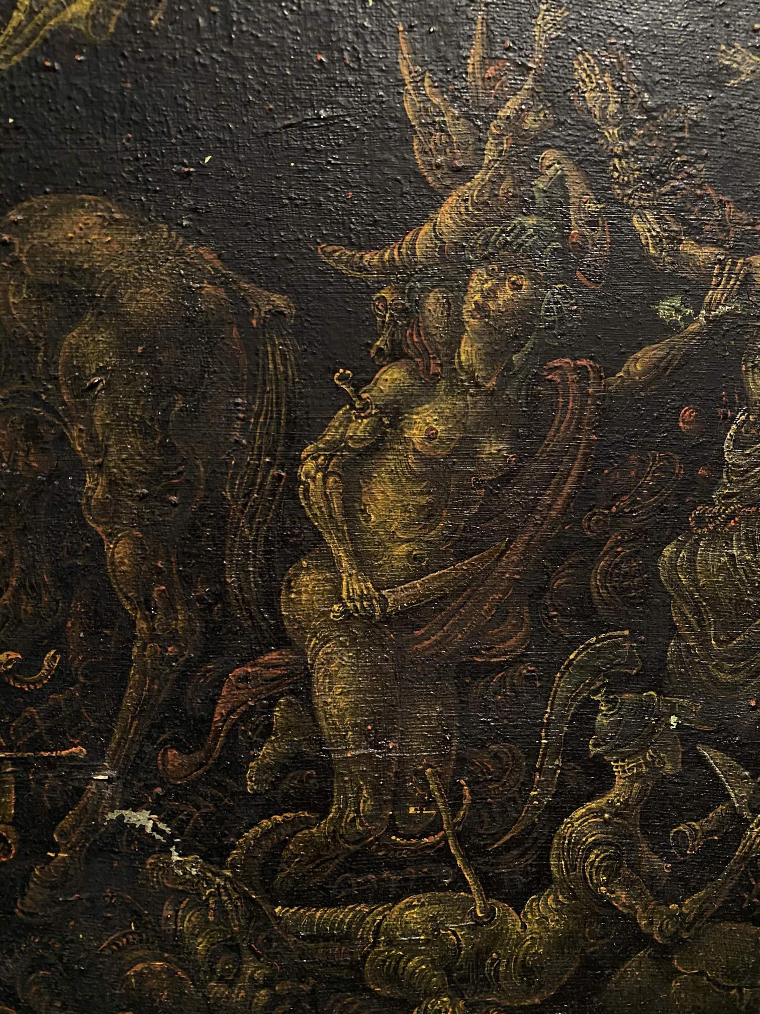 Dark textured oil painting of Peters denial by Litvinov Oleg Arkadyevich
