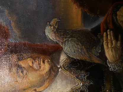 Oil painting portrait of gray-brown parrot calling out by Litvinov Oleg Arkad’yevich