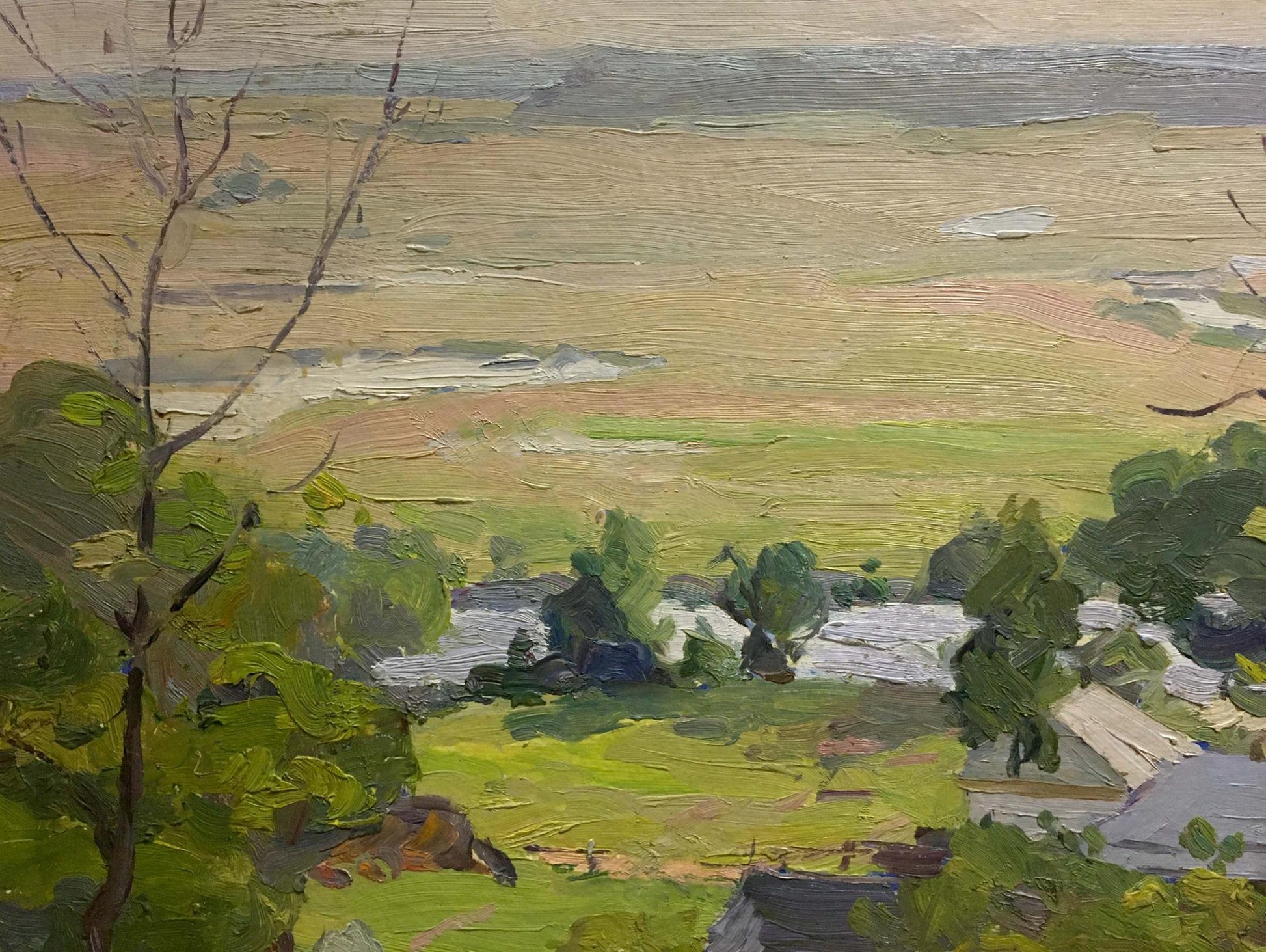 Oil painting of village landscape by Gantman Moisey Faibovich