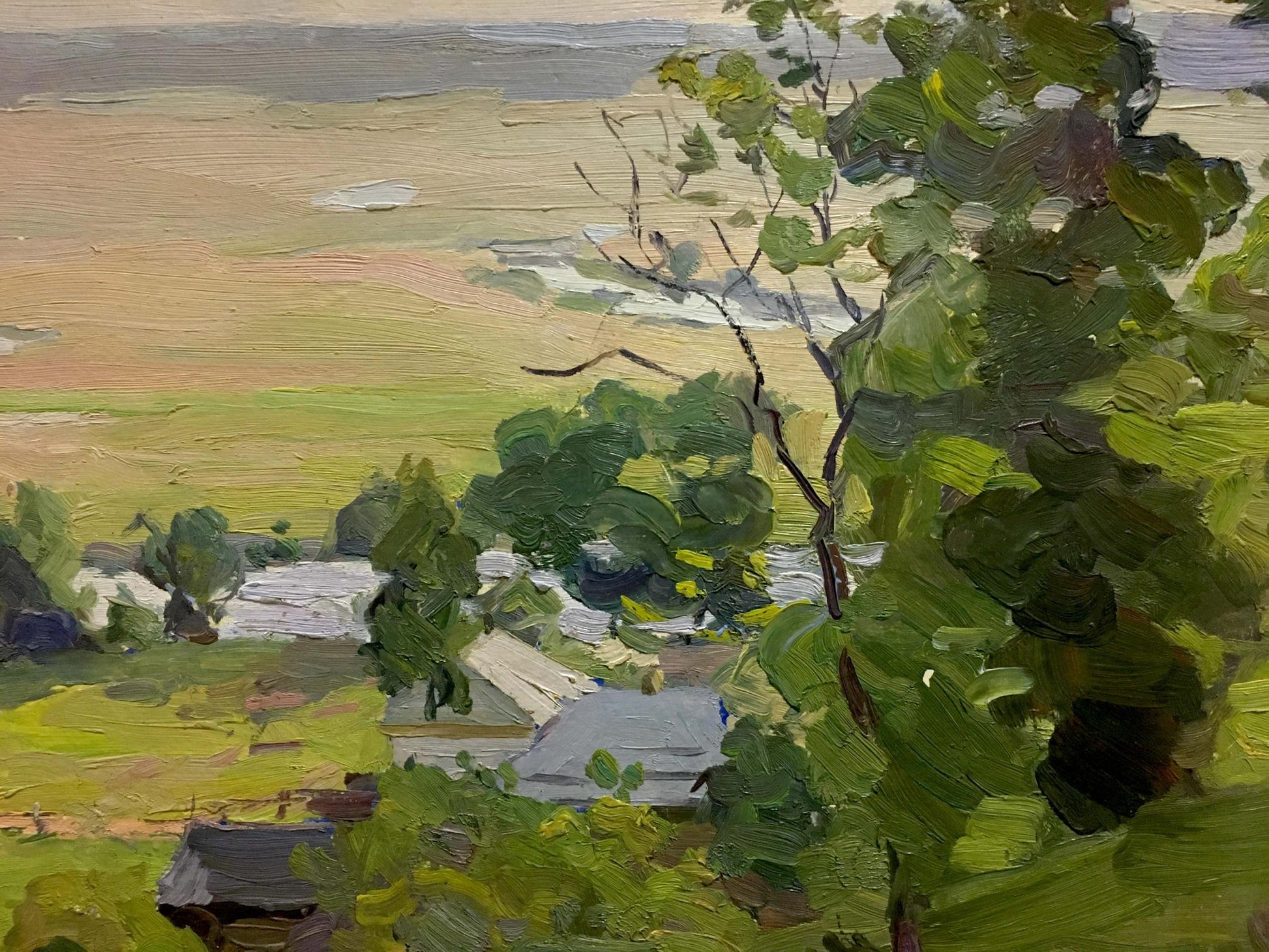 Vibrant impressionist oil painting of Gantman village by Moisey Faibovich