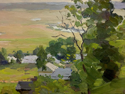 Vibrant impressionist oil painting of Gantman village by Moisey Faibovich