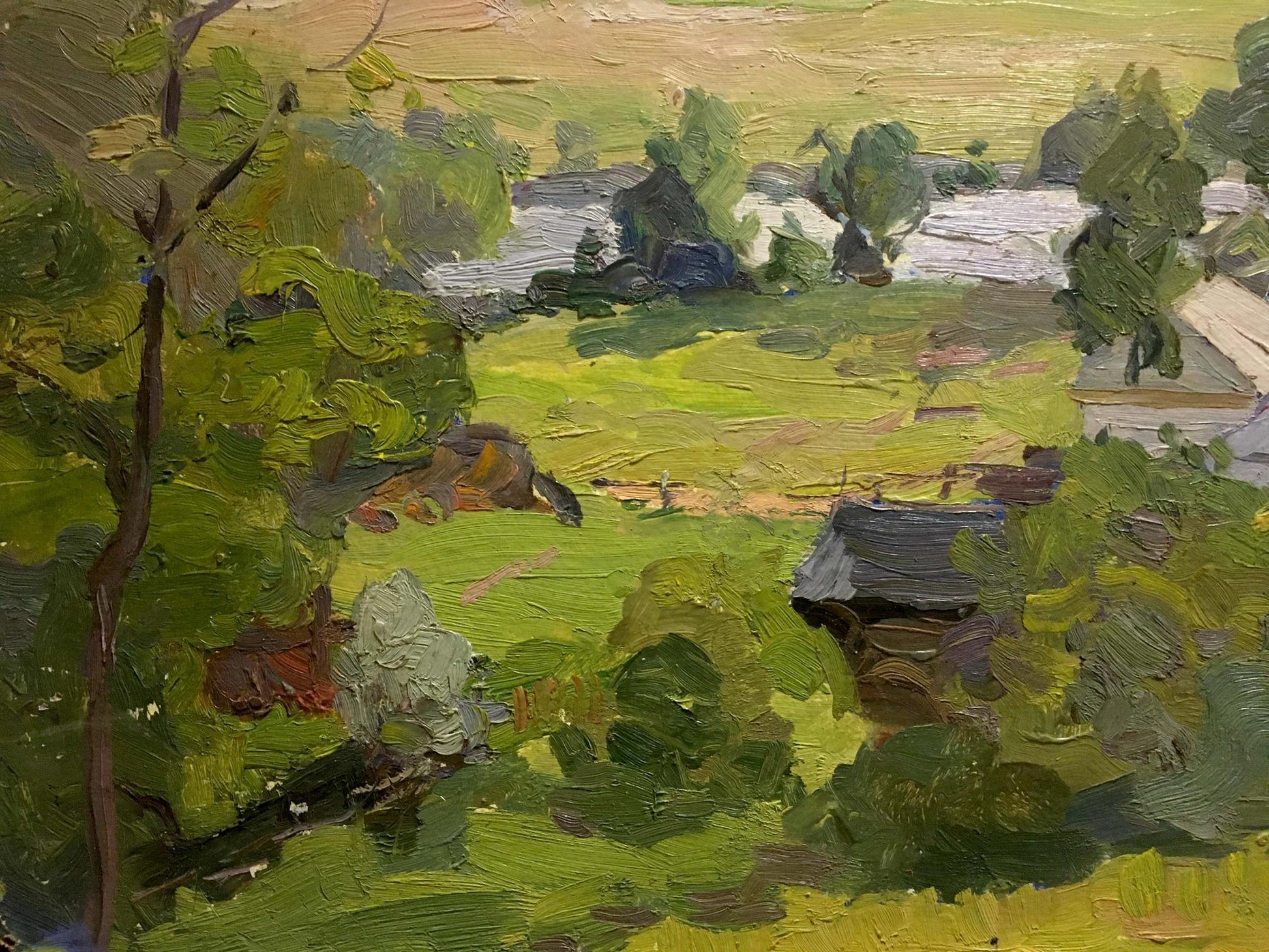 Oil painting of village landscape by Gantman Moisey Faibovich