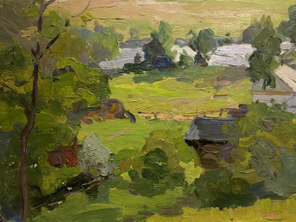 Oil painting of village landscape by Gantman Moisey Faibovich